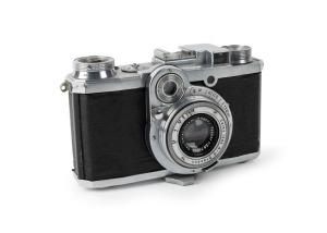 ZEISS IKON: Nettax 538/24 rangefinder camera [#B 30387], c. 1937, with Tessar 50mm f2.8 lens [#1873011]. One of only 3000 such cameras to be produced.