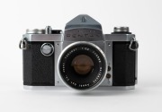 ASAHI KOGAKU: Pentax S SLR camera [#157326], c. 1958, with Takumar 55mm f2.2 lens [#156040], together with metal front lens cap. - 2