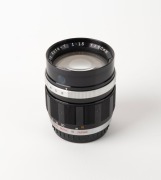 OLYMPUS: G. Zuiko Auto-T 60mm f1.5 lens [#103217],&nbsp;in black and chrome, with bayonet mount for Olympus Pen F, together with front and rear lens caps. - 2