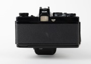 OLYMPUS: Black-body Olympus OM-1 SLR camera [#225241], c. 1974, with OM-System Zuiko Auto-Zoom 35-70mm f4 lens [#104516] and Olympus Arrow rubber UV lens hood. - 3