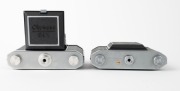OLYMPUS: Two vertical-folding cameras - one 1948 Chrome Six I [#22296] with Zuiko 75mm f3.5 lens [#35225] and Copal shutter, and one 1955 Chrome Six Va&nbsp;[#172624] with D. Zuiko 75mm f3.5 lens [#140869] and Copal shutter. (2 cameras) - 5