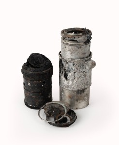 CANON: Two Canon telephoto lenses, melted during the November 1986 bombing of the Turkish Consulate in South Yarra by a member of the Armenian Revolutionary Federation. (2 items)