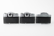AGFA: Three&nbsp;c. 1960 chrome-body cameras - one Flexilette with unusual TLR&nbsp;design [#AB 6144] with Color Apotar 45mm f2.8 lens, one Ambiflex II SLR [#AR 2065] with Color-Solinar&nbsp;50mm f2.8 lens, and one Colorflex&nbsp;SLR [#JG 3040] with Color-Apotar 50mm f2.8 le - 3