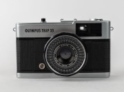 OLYMPUS: 1985 Olympus Trip 35 compact camera [#5453231], in chrome, with D. Zuiko 40mm f2.8 lens. On receipt of this camera, Michael's Camera Video & Digital were informed by the manufacturer that this example was the final Trip 35 ever to be produced, wi - 2