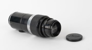 LEITZ: Screw-mount c. 1930s Elmar 135mm f4.5 lens, in black and chrome, with front and rear caps. Very early lens bearing no serial number. - 3