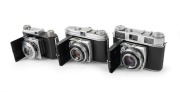 KODAK: Three c. 1950s vertical-folding cameras - one Retina IIIc&nbsp;Type 028 [#90128] with Retina-Xenon C 50mm f2 lens [#6224570] and Synchro-Compur shutter, one Retina Ib Type 018&nbsp;[#451366] with Retina-Xenar 50mm f2.8 lens [#5104543] and Synchro-Compur shut