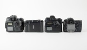 FUJIFILM: Four c. 2000s digital SLR cameras - one Fujifilm S5 Pro body [#73A00449] with body cap, one FinePix S2 Pro body [#22A00053] with body cap, one FinePix S3 Pro body [#53L51001] with body cap, and one Fujix DS-300 [#7201055]. (4 cameras) - 3