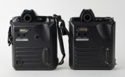 NIPPON KOGAKU: Two c. 1990s Nikon SLR camera bodies with Kodak digital camera backs - one Nikon N8008s AF with body cap coupled to Kodak DCS 200 [#K380-8863], and one Nikon N90s with body cap coupled to Kodak DCS 420 [#420-7268]. (2 cameras) - 3