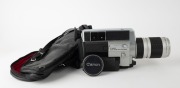 CANON: Circa 1973 Canon Auto Zoom 1014 Electronic 8mm movie camera [#160388], with Macro 7-70mm f1.4 lens [#164940], together with lens cap, wrist strap, remote switch, and leather case. - 3