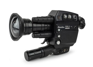 BEAULIEU: Circa 1974 Beaulieu 5008 S Multispeed 8mm movie camera, with Schneider-Kreuznach Beaulieu-Optivaron 6-70mm f4 lens [#13175951], Schneider-Kreuznach Ashperic III Superwide Lens filter, and rubber eyepiece.