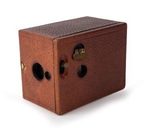 KODAK: Original 1896 type 3 Pocket Kodak box camera in rare red pebble-grained leather.