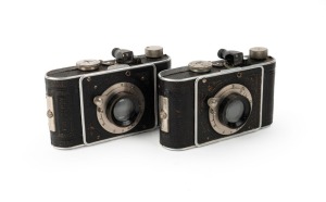 FOTH: Two Derby II strut-folding cameras, c. late 1930s, each with Foth Anastigmat 50mm f2.5 lenses. Both cameras differ with regard to lens and shell details. (2 cameras)