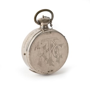 HOUGHTON: Ticka pocket watch-style camera, c. 1905, in chrome.