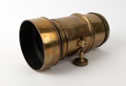 UNKNOWN: Circa 1870s brass Petzval lens, with lens diameter of approximately 90mm and 21.8mm&nbsp;total height including hood. - 2