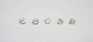 FIVE LOOSE DIAMONDS: Round brilliant cut. Approximate total weight 2 carats.