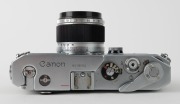 CANON: L1 rangefinder camera [#551112] in chrome, c. 1956, with Canon 50mm f1.8 lens [#218368]. One of only approximately 8000 units to be produced. - 4