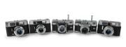 VOIGTL&Auml;NDER: Five c. 1960s 35mm cameras - one Vitessa L with Ultron 50mm f2 lens [#4158111], one Vitessa T with Color-Skopar 50mm f2.8 [#4287818], one Vito Automatic R with Lanthar 50mm f2.8 lens [#6185611], one Vito CL with Lanthar 50mm f2.8 lens [#54105