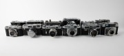 VARIOUS MANUFACTURERS: Twelve black-and-chrome rangefinder and viewfinder cameras - one Agfa Karat 12 2.8, one Ehira Camera 1941-type&nbsp;Weha Chrome Six III, one Eho-Altissa Altix IV, one FED type D FED 2, one Hanimex Electra II, one Minolta A, one Minolta&nbsp;H - 2