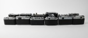 VARIOUS MANUFACTURERS: Twelve black-and-chrome rangefinder and viewfinder cameras - one Agfa Karat 12 2.8, one Ehira Camera 1941-type&nbsp;Weha Chrome Six III, one Eho-Altissa Altix IV, one FED type D FED 2, one Hanimex Electra II, one Minolta A, one Minolta&nbsp;H - 3