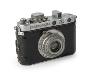 HOUGHTON: Ensign Multex Model 0 rangefinder camera [#H21518], c. 1937, with Multar Anastigmat 50mm f3.5 lens [#129499].