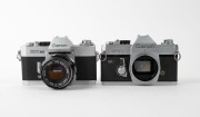 CANON: Two chrome SLR cameras - one c. 1971 Canon FTb QL body [#513773], and one c. 1972 Canon EX Auto [268469] with EX 50mm f1.8 lens [#365762]. (2 cameras) - 2