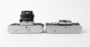 CANON: Two chrome SLR cameras - one c. 1971 Canon FTb QL body [#513773], and one c. 1972 Canon EX Auto [268469] with EX 50mm f1.8 lens [#365762]. (2 cameras) - 5