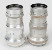 CARL ZEISS: Two Contax-mount&nbsp;Zeiss-Opton Sonnar T 135mm f4 lenses [#890714], c. 1951, one with scale in meters and one with scale in feet,&nbsp;together with metal rear lens caps. - 2