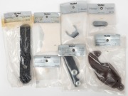 FRANKE & HEIDECKE: Seven 1970s Rollei accessories still sealed in retail packaging - one EBRUM&nbsp;301250 camera bracket with accessory shoe for Rollei 35 with synchro adapter, one BELED&nbsp;961050 leather protective cap for exposure meter, one 209240 coupling pi