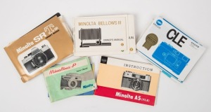 MINOLTA: An accumulation of thirty-six camera, lens, and camera accessory owner's manuals, together with eight warranty cards. (44 items)