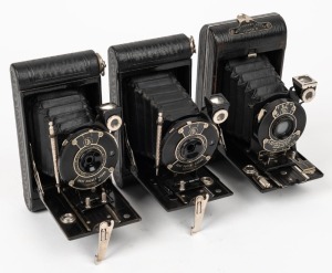 KODAK: Three c. late 1920s vertical-folding cameras - one Vest Pocket Kodak Series III, together with two Vest Pocket Kodak Model B models. (3 cameras)
