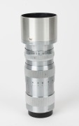 NIPPON KOGAKU: M39 screw mount&nbsp;Nikkor-Q&middot;C 135mm f3.5 lens [#255469] in chrome, c. 1950, with rear cap and chrome lens hood. - 2