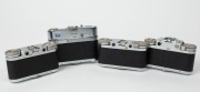 BRAUN: Four black and chrome c. 1950s 35mm cameras - one Paxette Super III, one Super Paxette with front lens cap, one Paxette, and one Paxette with front lens cap. (4 cameras) - 2