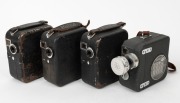 PATH&Eacute;: Four 9.5mm movie cameras - three c. 1937 National I models [#092851B, #092961B, & #092979B], together with one c. 1948 National II [#35810] with Som Berthiot Paris Hyper Cinor teleconverter lens, lens cap, and wrist strap. (4 movie cameras)