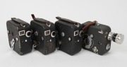 PATH&Eacute;: Four 9.5mm movie cameras - three c. 1937 National I models [#092851B, #092961B, & #092979B], together with one c. 1948 National II [#35810] with Som Berthiot Paris Hyper Cinor teleconverter lens, lens cap, and wrist strap. (4 movie cameras) - 2
