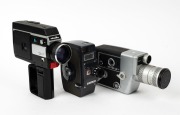 VARIOUS MANUFACTURERS: Three 8mm movie cameras - one Canon Cin&eacute; Zoom 512 with lens cap, one Minolta XL-400 with hand grip, and one Nihon Cin&eacute; Industry Jelco 8ES. (3 movie cameras) - 2