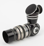 KILFITT: Circa 1957 mirror box [#3100261] in black and chrome with Leica screw mount&nbsp;and rubber eyepiece attachment, outfitted with&nbsp;Tele-Kilar C 150mm f3.5 lens [#2060249] and matching metal lens hood.