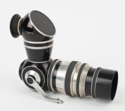KILFITT: Circa 1957 mirror box [#3100261] in black and chrome with Leica screw mount&nbsp;and rubber eyepiece attachment, outfitted with&nbsp;Tele-Kilar C 150mm f3.5 lens [#2060249] and matching metal lens hood. - 2