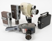 VARIOUS MANUFACTURERS: Five 8mm movie cameras - one Cin&eacute; Kodak Eight Model 25 [#87936], one Minolta Zoom 8 [#232667] with hand grip and wrist strap, one Nikon Nikkorex-8 [#108393], one Petri 8 [#127507] with hand grip, and one Yashica EC [#3440506] with h