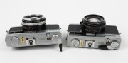 OLYMPUS: Two early 1970s rangefinder cameras - one Olympus-35 SP [#120246] with G. Zuiko 42mm f1.7 lens, and one Olympus-35 SPn [#392445], also with G. Zuiko 42mm f1.7 lens. (2 cameras) - 3