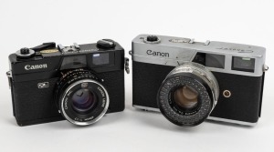 CANON: Two rangefinder cameras - one rare c. 1965 black-body Canonet QL17 [#548390], and one c. 1961 Canonet [#1556357]. (2 cameras)