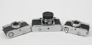 YASHICA: Three c. 1960 35mm cameras - one Yashica 35 [#38122080] with Yashinon 45mm f2.8 lens [#70807] and front lens cap, and two Yashica Mimy models [#ME4051540 & #ME3081166], one in black and one in grey,&nbsp;with Yashinon 28mm f2.8 lenses and differing bo - 3