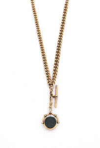 NECKLACE: 9ct gold modern curb link chain and spinner. 78.4 grams.