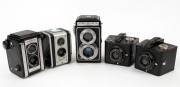 KODAK: Five c. 1940s 620 film cameras - two Kodak Six-20 Brownie Special models with differing shutter details, one Kodak Reflex II, one Kodak Duaflex&nbsp;with wrist strap, and one Kodak Duaflex II. (5 cameras)