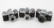 ZEISS IKON: Three SLR cameras with Synchro-Compur shutters - one c. 1958 Contaflex IV 864/24 [#L 41081] with Tessar 50mm f2.8 lens [#1639743], one c. 1958 Contaflex Super 10.1271&nbsp;[#Z 57895]&nbsp;with Tessar&nbsp;50mm f2.8 lens [#3280068], and one c. 1967&nbsp;Contaflex 