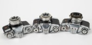ZEISS IKON: Three SLR cameras with Synchro-Compur shutters - one c. 1958 Contaflex IV 864/24 [#L 41081] with Tessar 50mm f2.8 lens [#1639743], one c. 1958 Contaflex Super 10.1271&nbsp;[#Z 57895]&nbsp;with Tessar&nbsp;50mm f2.8 lens [#3280068], and one c. 1967&nbsp;Contaflex - 3