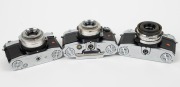 ZEISS IKON: Three SLR cameras with Synchro-Compur shutters - one c. 1958 Contaflex IV 864/24 [#L 41081] with Tessar 50mm f2.8 lens [#1639743], one c. 1958 Contaflex Super 10.1271&nbsp;[#Z 57895]&nbsp;with Tessar&nbsp;50mm f2.8 lens [#3280068], and one c. 1967&nbsp;Contaflex - 4