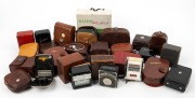 VARIOUS MANUFACTURERS: Twenty-five light meters, most of them in leather cases, issued by brands such as Gossen, Weston, Bewi, Ilford, Metrawatt, R&eacute;alt, Automatic Coil Winder and Electrical Equipment Co., Prix, and others.&nbsp;(25 items)