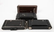 KODAK: Four c. early 1940s vertical-folding cameras - one No. 1A Pocket Kodak in brown leather, one Vigilant Junior Six-16, one Six-16 Kodak Jnr., and one Junior 616. (4 cameras) - 2