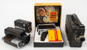 KODAK: Four movie cameras - one Cin&eacute; Kodak Model B, one Instamatic M24 in maker's box with Super 8 cartridge in maker's box, one Instamatic M14, and one Kodak XL 33. (4 movie cameras)