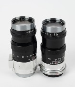 NIPPON KOGAKU: Two c. 1950s Nikkor-Q&nbsp;135mm f3.5 lenses [#274808 & #277431] in black and chrome, one with Leica thread mount and one with bayonet mount, both with rear caps. (2 items)